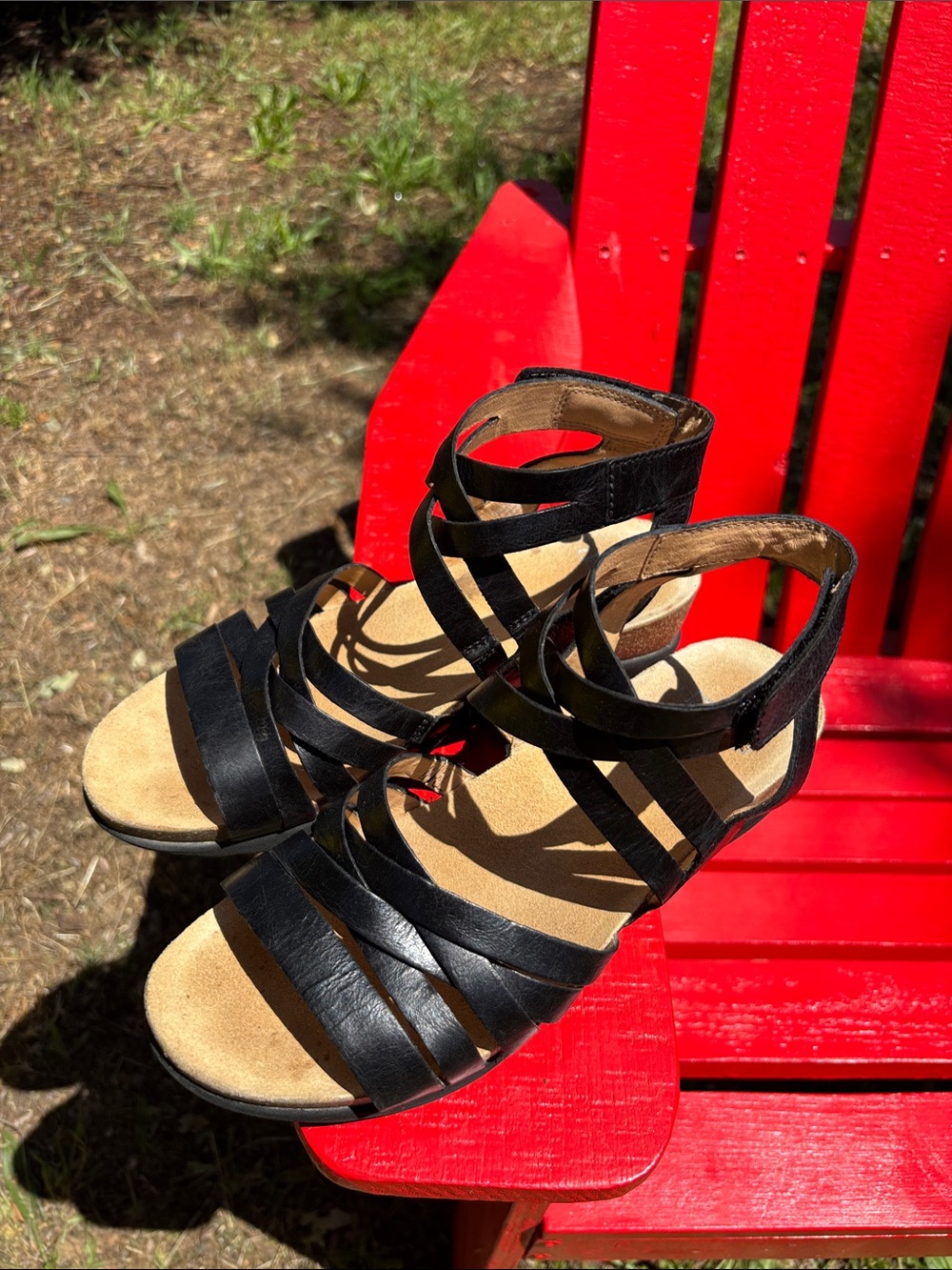 Dansko Black Multi-Strap Leather Sandals with Tan Insole